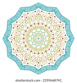 Vector de Mandala tricolor simple redondo de flores abstractas