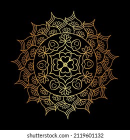 Mandala Vector.Luxury  mandala, Vintage decorative element.Decorative Cicle Ornament. Floral Design. Vector Illustration. Can Be Used For Textile, Greeting Card, Coloring Book, Phone Case Print. Gold 