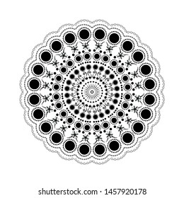 Mandala Vectores, mandala patrón elemento blanco y negro, adornos. Adorno decorativo en estilo étnico oriental. Abstractas monocromático con círculos, pintura de puntos monocromático arte étnico