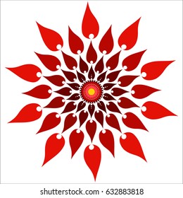 Mandala - A vibrant red flower for backgrounds, painting and logos