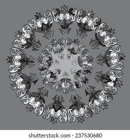 Mandala. Viking style ornament. Vector illustration. Black and white. 