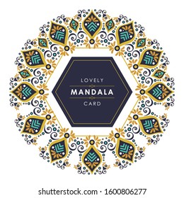 Mandala Vintage decorative elements design. with gold, green, black and dark Blue colors on a white background