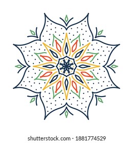 Mandala. Elementos decorativos de época. Fondo dibujado a mano