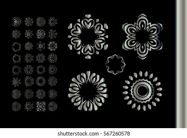 Mandala vintage decorative elements. Hand drawn background. Set of ethnic fractal mandala.  