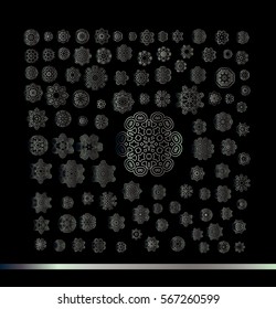 Mandala vintage decorative elements. Hand drawn background. Set of ethnic fractal mandala.  