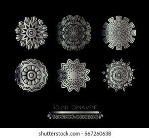 Mandala vintage decorative elements. Hand drawn background. Set of ethnic fractal mandala.  