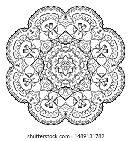 Mandala. Vintage decorative elements. Oriental pattern, vector illustration. Coloring book page. Islam, Arabic, Indian, moroccan spain turkish mystic ottoman motifs
