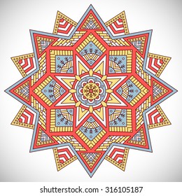 Mandala. Vintage decorative elements. Oriental pattern, vector illustration.  Islam, Arabic, Indian, Turkish, Pakistan, Chinese, ottoman motifs