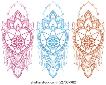 Mandala. Vintage decorative elements. Oriental pattern, Islam, Arabic, Indian motif, Heart with ornament