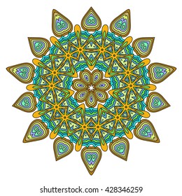 Mandala. Vintage decorative elements. Vivid colored ethnic ornament for your design. Islam, Arabic, Indian, turkish, pakistan, chinese, ottoman motifs