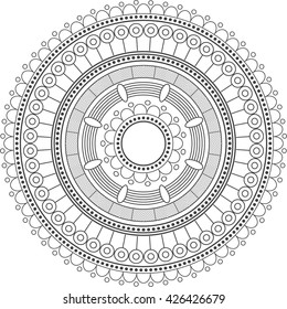Mandala. Vintage decorative elements.Hand drawn background.Coloring page - zendala, design for spiritual relaxation for adults, vector illustration, isolated on a white background.