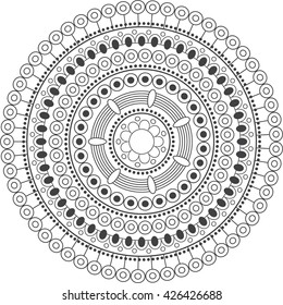 Mandala. Vintage decorative elements.Hand drawn background.Coloring page - zendala, design for spiritual relaxation for adults, vector illustration, isolated on a white background.