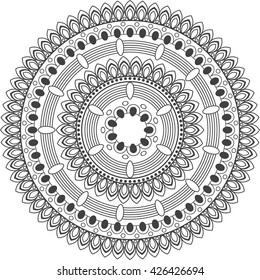 Mandala. Vintage decorative elements.Hand drawn background.Coloring page - zendala, design for spiritual relaxation for adults, vector illustration, isolated on a white background.