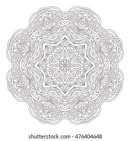 Mandala. Vintage hand drawn decorative vector illustration. round lace design. Ethnic tribal Oriental arabic Indian motif. Pattern for zentangle, coloring book, zendoodle.
