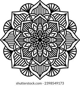 Mandala. Vintage Round Ornament Pattern. Stylized Ornamental Flower. Decorative element for any kind of design. Coloring book.