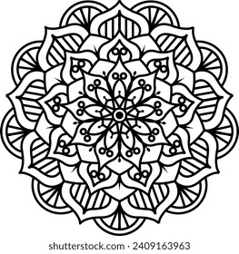 Mandala. Vintage Round Ornament Pattern. Stylized Ornamental Flower. Decorative element for any kind of design. Coloring book.