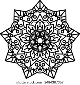 Mandala. Vintage Round Ornament Pattern. Stylized Ornamental Flower. Decorative element for any kind of design. Coloring book.