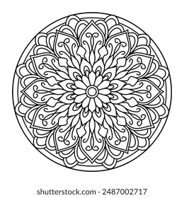 Mandala. Vintage Round Ornament Pattern. Stylized Ornamental Flower. Decorative element for any kind of design. Coloring book.