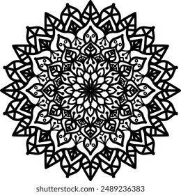 Mandala. Vintage Round Ornament Pattern. Stylized Ornamental Flower. Decorative element for any kind of design. Coloring book.