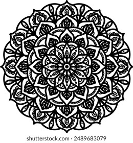Mandala. Vintage Round Ornament Pattern. Stylized Ornamental Flower. Decorative element for any kind of design. Coloring book.