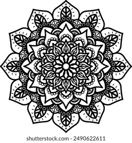 Mandala. Vintage Round Ornament Pattern. Stylized Ornamental Flower. Decorative element for any kind of design. Coloring book.