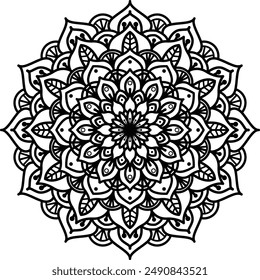 Mandala. Vintage Round Ornament Pattern. Stylized Ornamental Flower. Decorative element for any kind of design. Coloring book.