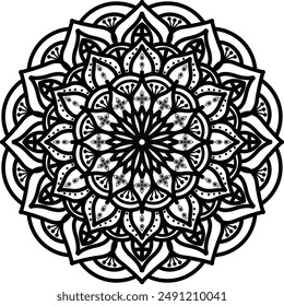 Mandala. Vintage Round Ornament Pattern. Stylized Ornamental Flower. Decorative element for any kind of design. Coloring book.