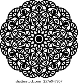 Mandala. Vintage Round Ornament Pattern. Stylized Ornamental Flower. Decorative element for any kind of design. Coloring book.