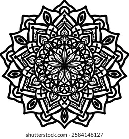 Mandala. Vintage Round Ornament Pattern. Stylized Ornamental Flower. Decorative element for any kind of design. Coloring book.