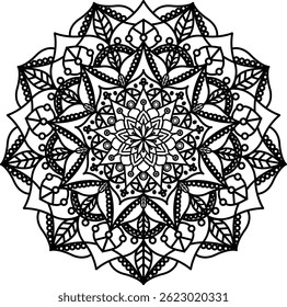 Mandala. Vintage Round Ornament Pattern. Stylized Ornamental Flower. Decorative element for any kind of design. Coloring book.