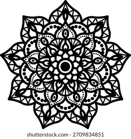 Mandala. Padrão de Ornamento Redondo vintage. Flor Ornamental Estilizada. Elemento decorativo para qualquer tipo de design. Livro de colorir.