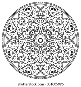 Mandala. Vintage Round Ornament Pattern. Islamic, Arabic, Indian, Ottoman Motifs, Kaleidoscope, Medallion, Yoga, Meditation. Ethnic decorative element for any kind of design or coloring book.