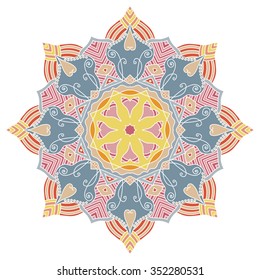 Mandala. Vintage Round Ornament Pattern. Islamic, Arabic, Indian, Ottoman Motifs, Kaleidoscope, Medallion, Yoga, Meditation. Ethnic decorative elements for greeting cards or any other kind of design.