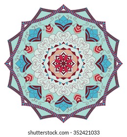 Mandala. Vintage Round Ornament Pattern. Islamic, Arabic, Indian, Ottoman Motifs, Kaleidoscope, Medallion, Yoga, Meditation. Ethnic decorative elements for greeting cards or any other kind of design.