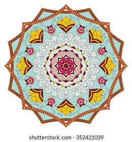 Mandala. Vintage Round Ornament Pattern. Islamic, Arabic, Indian, Ottoman Motifs, Kaleidoscope, Medallion, Yoga, Meditation. Ethnic decorative elements for greeting cards or any other kind of design.