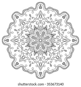 Mandala. Vintage Round Ornament Pattern. Islamic, Arabic, Indian, Ottoman Motifs, Kaleidoscope, Medallion, Yoga, Meditation. Ethnic decorative element for any kind of design or coloring book.