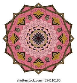 Mandala. Vintage Round Ornament Pattern. Islamic, Arabic, Indian, Ottoman Motifs, Kaleidoscope, Medallion, Yoga, Meditation. Ethnic decorative elements for greeting cards or any other kind of design.