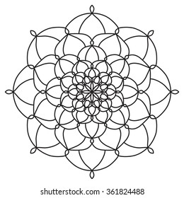 Mandala. Vintage Round Ornament Pattern. Stylized Golden Daisy flower. Decorative element for any kind of design. Coloring book.