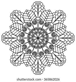 Mandala. Vintage Round Ornament Pattern. Stylized Ornamental Flower. Decorative element for any kind of design. Coloring book.