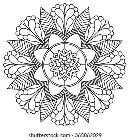 Mandala. Vintage Round Ornament Pattern. Stylized Ornamental Flower. Decorative element for any kind of design. Coloring book.