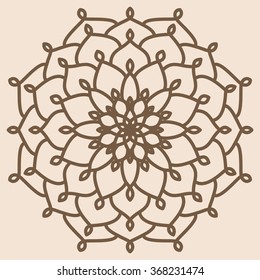 Mandala. Vintage Round Ornament Pattern. Stylized lotus flower. Decorative element for any kind of design. Retro Colors.