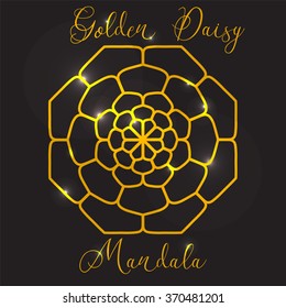Mandala. Vintage Round Ornament Pattern. Stylized Golden Daisy flower. Decorative element for any kind of design. Coloring book.