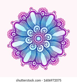 Mandala. Vintage round pattern. Hand drawn abstract background. Traditional Indian henna mehendi tattoo element. Vector illustration.