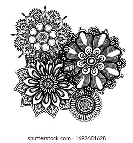 Mandala. Vintage round pattern. Hand drawn abstract background. Traditional Indian henna mehendi tattoo element. Outline vector illustration.