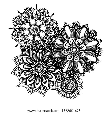 Mandala. Vintage round pattern. Hand drawn abstract background. Traditional Indian henna mehendi tattoo element. Outline vector illustration.