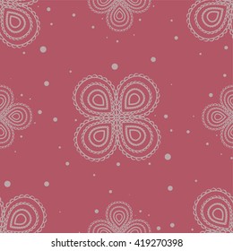 Mandala vintage seamless pattern. Pink background with abstract flowers and circles