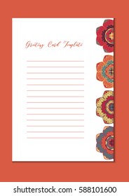 Mandala vintage template card in arabic and indian, islam and ottoman, turkish, asian style for brochure, flyer, greeting, invitation card, cover. Format A4. Floral holiday ornamental design. Vector
