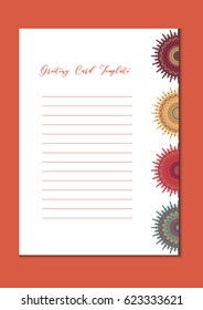 Mandala vintage template card in arabic and indian, islam and ottoman, turkish, asian style for brochure, flyer, greeting, invitation card, cover. Format A4. Floral holiday ornamental design. Vector