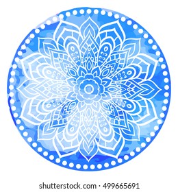 Mandala. Vintage watercolor decorative elements. Hand drawn background. Islam, Arabic, Indian ottoman motifs