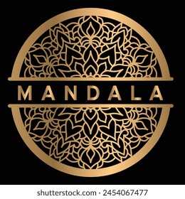 Mandala wall art, Lotus Mandala Vector Template Set for Cutting and Printing, Mandala logo, Oriental silhouette ornament. 
